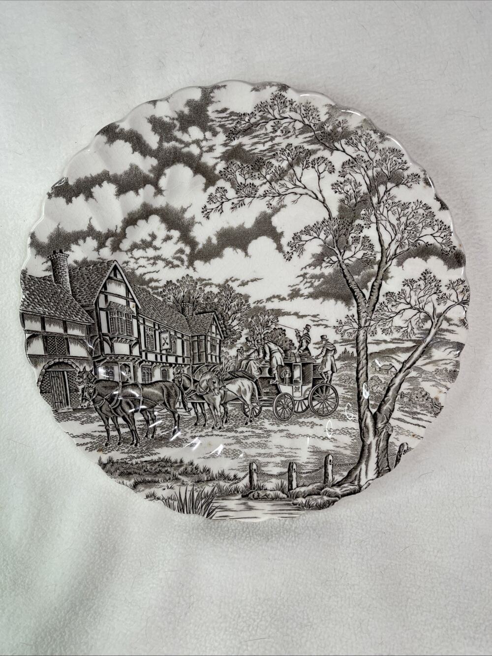 Vtg Royal Mail Fine Staffordshire Ironstone Horse Carriage Dinner Plate England